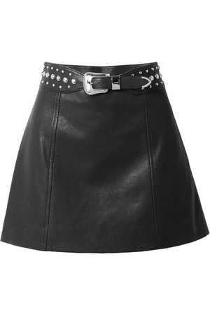 MIU MIU Belted studded leather mini skirt