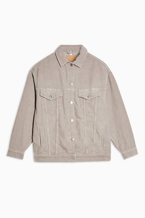 CONSIDERED Grey Corduroy Super Oversized Jacket With Recycled Cotton | Topshop