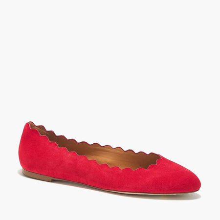 Suede scalloped flats