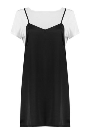 Lucy 2 in 1 T-Shirt With Satin Slip Dress | Boohoo