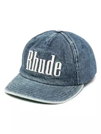 Rhude logo-embroidered washed-denim Cap - Farfetch