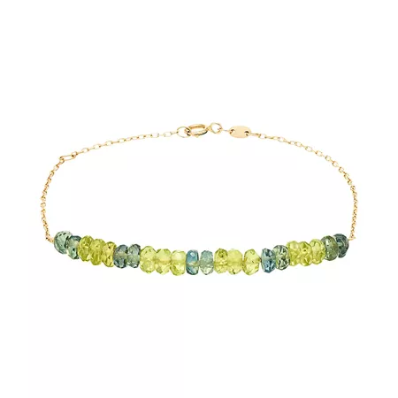14k Gold Green Sapphire & Peridot Beaded Bracelet