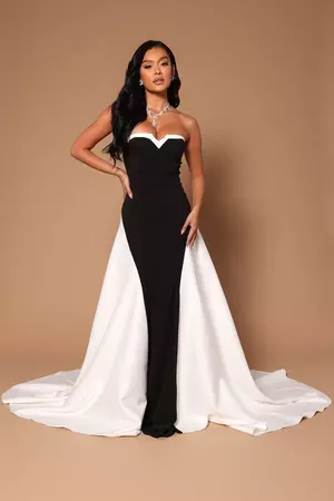 Narelle Satin Maxi Dress - White/combo | Fashion Nova, Luxe | Fashion Nova