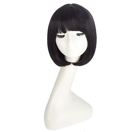 Amazon.com: MAN SI Blue Bob Wigs for Women, 12" Short Straight Hair Wig with Bangs, Natural Fashion Synthetic Wig, Colored Costume Wigs for Daily Party Cosplay Halloween : Clothing, Shoes & Jewelry