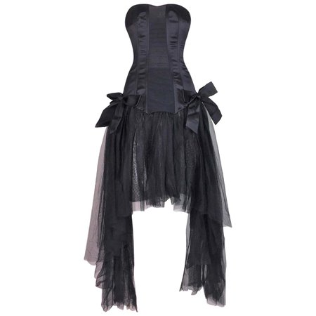 C. 1995 Chanel Ballerina Sheer Black Mesh Bustier Dress w/ Tulle and Bows For Sale at 1stDibs | chanel ballerina outfit