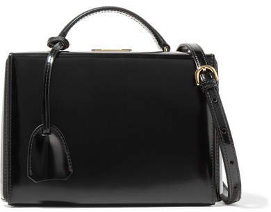 Grace Small Glossed-leather Shoulder Bag - Black