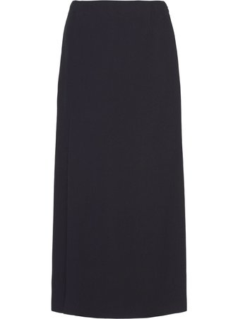 Black Prada front slit midi skirt P115SCS202186 - Farfetch