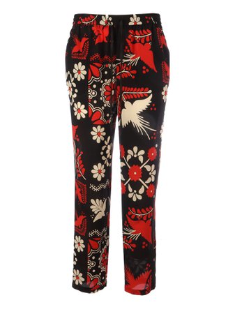 Pants With Elastic On The Waist And Multi Print