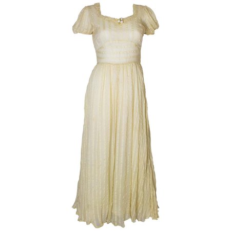 Vintage Yellow Silk Gown For Sale at 1stDibs