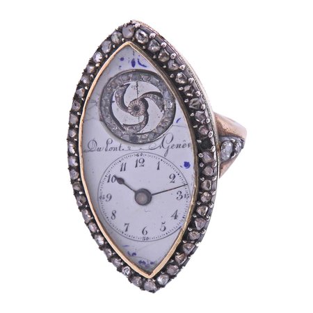 Antique Continental Circa 1850s Gold Silver Diamond Watch Ring For Sale at 1stDibs | antique ring watch