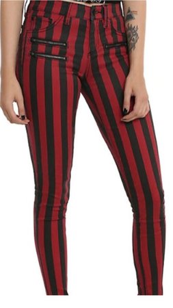 Blackheart Black & Red Stripe Zipper Stingerette Jeans