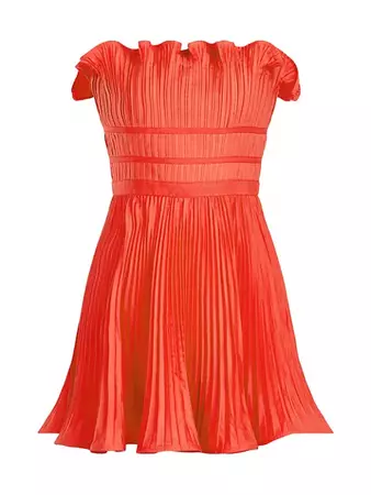 Shop AMUR Lorena Strapless Pleated Minidress | Saks Fifth Avenue
