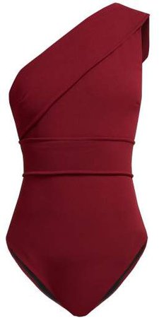 Haight - Maria One Shoulder Swimsuit - Womens - Burgundy