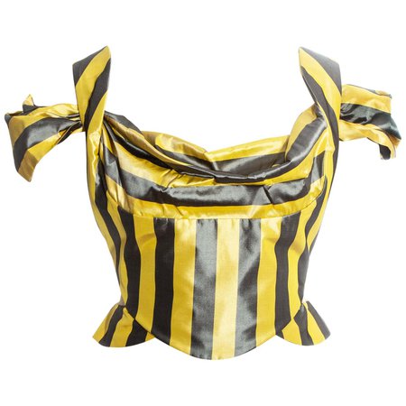 Vivienne Westwood yellow and grey striped silk corset, ss 1998 For Sale at 1stDibs