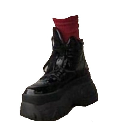 black boots red socks
