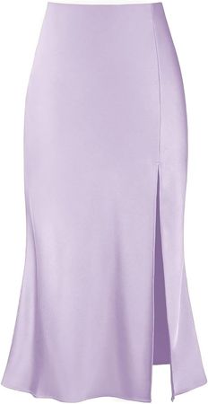 Amazon.com: Modegal Women's Sexy Satin Side Split Thigh High Waisted Casual A Line Midi Skirt Lilac : Clothing, Shoes & Jewelry