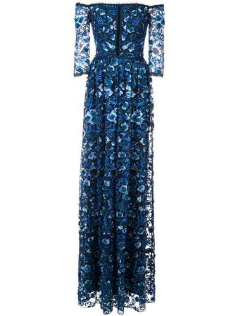 Marchesa Notte off-the-shoulder floral-print gown £1,075 - Shop Online - Fast Global Shipping, Price