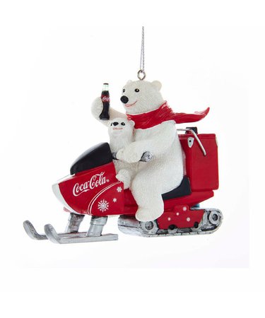 KurtAdler - Coca-Cola® Polar Bear With Cub Riding Snow Mobile Ornament
