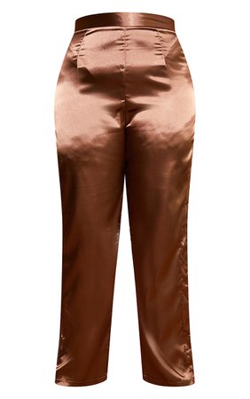 Plus Chocolate Wide Leg Satin Pants - Plus Size Pants - PLT Plus - Shop By.. | PrettyLittleThing USA