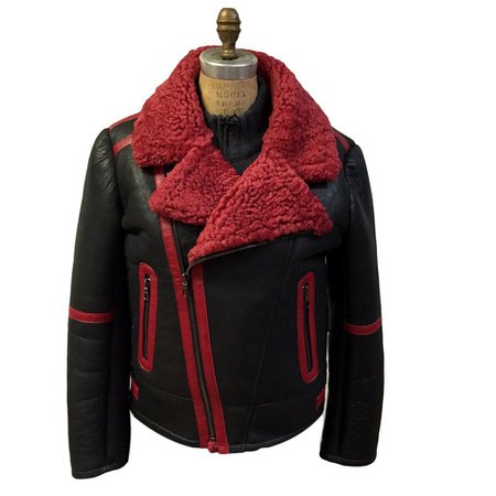 Kashani Aviator Red Black Shearling Jacket – Dudes Boutique