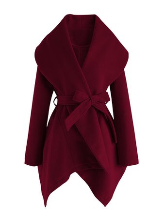 BloomChic Coats Belted Lapel Collar Coat