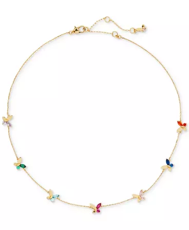 kate spade new york Gold-Tone Crystal Social Butterfly Station Necklace, 17" + 3" extender & Reviews - Necklaces - Jewelry & Watches - Macy's