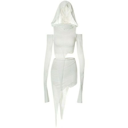 white dress with hood