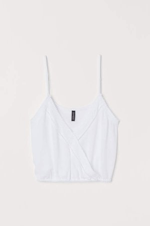 V-neck Camisole Top with Lace - White
