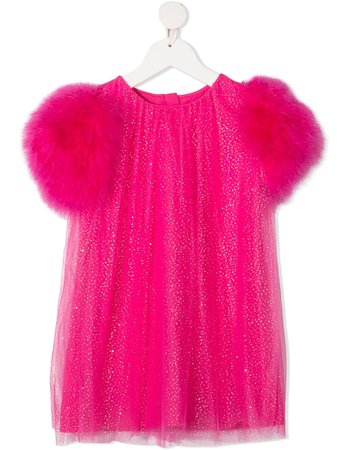 Shop pink Charabia pompom-embellished mini dress with Express Delivery - Farfetch