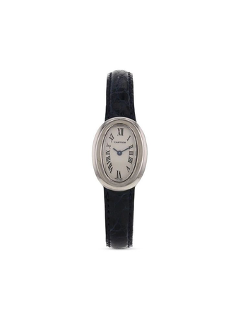 black leather strap Cartier watch
