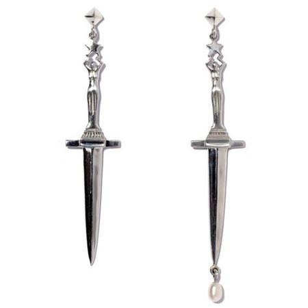 Silver Hanging Mini Dagger Earrings