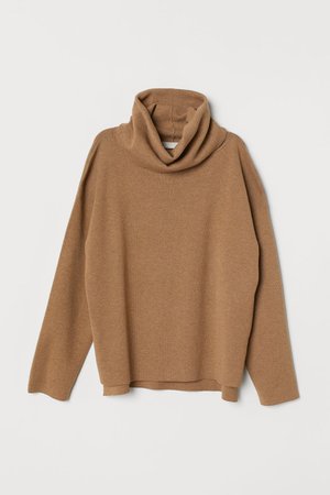 Fine-knit Turtleneck Sweater - Camel - Ladies | H&M US