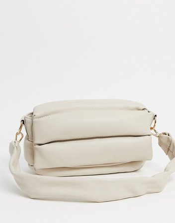 ASOS DESIGN puffed quilted shoulder bag in off white | ASOS