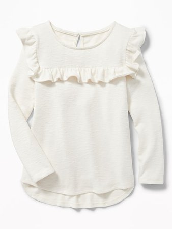 Sweater-Knit Ruffled-Yoke Top for Girls | Old Navy
