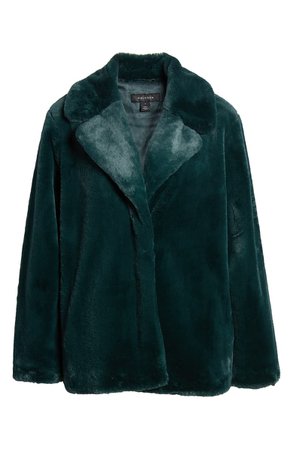 Halogen® Faux Fur Coat green