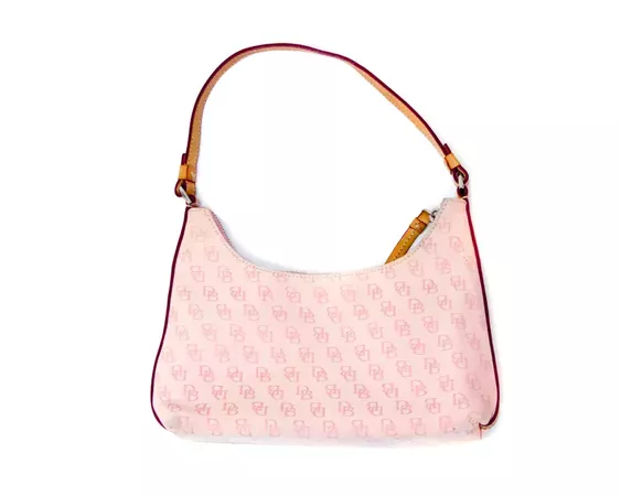Dooney & Bourke DOONEY & BOURKE Pink DB Monogram Saddle Bag Vintage RARE Size os - Mini Bags for Sale - Heroine