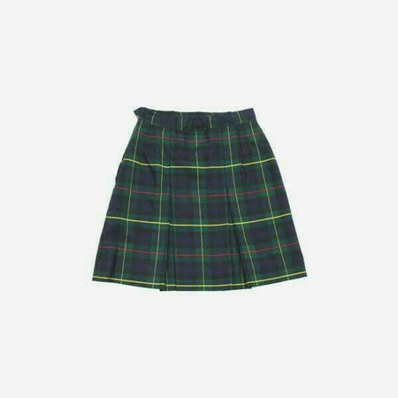 green plaid pleated skirt