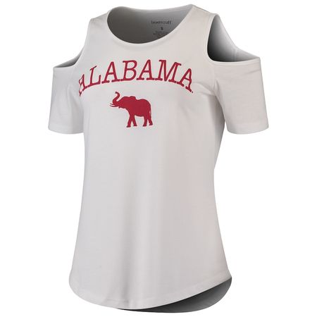 Alabama Crimson Tide Women's Sueded Jersey Cold Shoulder T-Shirt - White