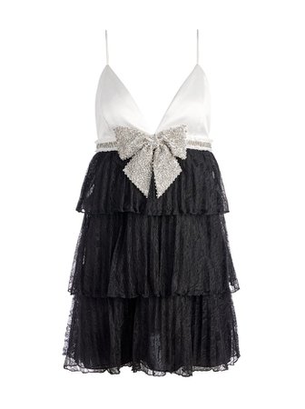 Cairo Embellished Bow Mini Dress In Black | Alice And Olivia
