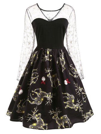DressLily.com: Photo Gallery - Vintage Christmas Star Pattern Long Sleeve Dress
