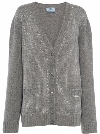 Shop Prada V-neck button-fastening cardigan with Express Delivery - FARFETCH