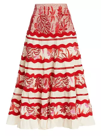 Shop Farm Rio Rio Tiles Wavy Midi-Skirt | Saks Fifth Avenue