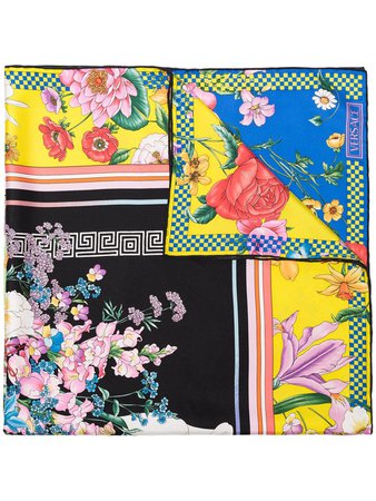 Versace multicoloured floral-print silk scarf $393 - Buy SS19 Online - Fast Global Delivery, Price