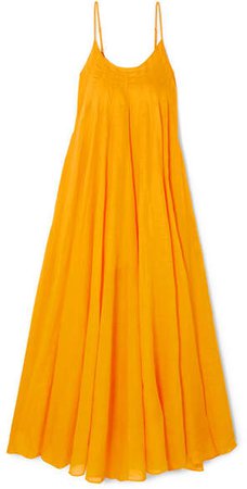 Mabelle Pleated Ramie Maxi Dress - Saffron