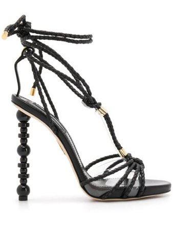 Dsquared2 Sculpted-Heel Braided Strappy Sandals HSW014518900001 Black | Farfetch