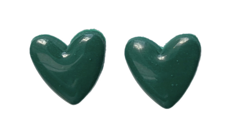 green heart earrings