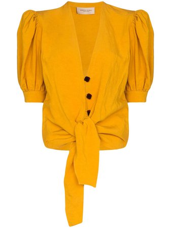 Adriana Degreas Knot Front Blouse CAAF0077V20 Yellow | Farfetch