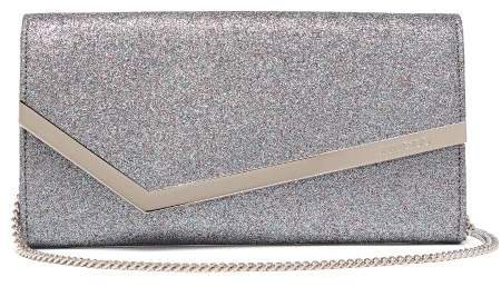 Emmie Glitter And Leather Clutch - Womens - Silver