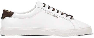 Andy Twill-trimmed Leather Sneakers - White