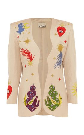 Lou Embroidered Linen-Blend Blazer By Alémais | Moda Operandi